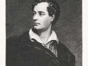George Gordon Byron (1788 - 1824), known as Lord Byron, was a British poet, Pacific researchers, Admiral and an important participant in the freedom struggle of the Greeks. Wood engraving based on an oil painting (1813) by Thomas Pillips (English painter, 1770 - 1845) in Newstead Abbey, England, published in 1895.