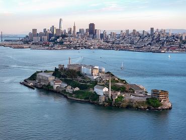 SAN FRANCISCO, CA - APRIL 4: An aerial view of Alcatraz Island in San Francisco, California, United States on April 4, 2026 as U.S President Trump seeks $152 million to rebuild and reopen Alcatraz Island as a secure prison. (Photo by Tayfun Coskun/Anadolu via Getty Images)
