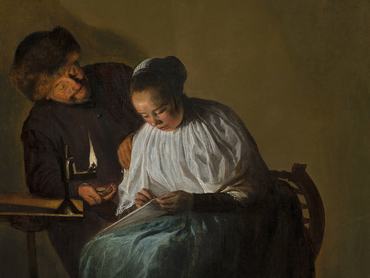 Judith Leyster festménye, 1631: Young Woman being Harassed by a Man (Egy fiatal nőt zaklat egy férfi)