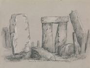 Stonehenge, ismeretlen művész alkotása, 1826 és 1866 között készült grafitrajz fehér krétával kiemelve. (Fotó: Sepia Times/Universal Images Group via Getty Images)